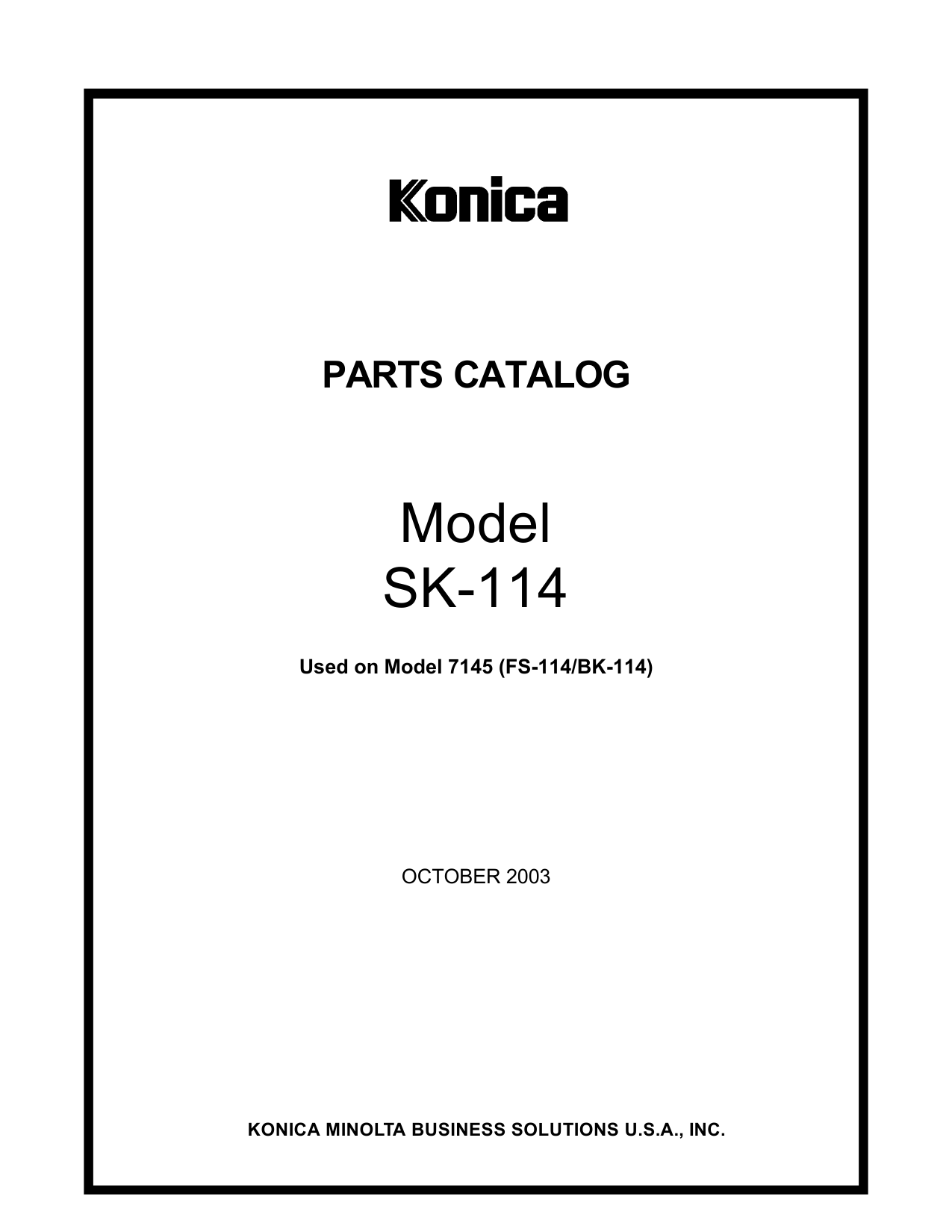 Konica-Minolta Options SK-114 4511 Parts Manual-1